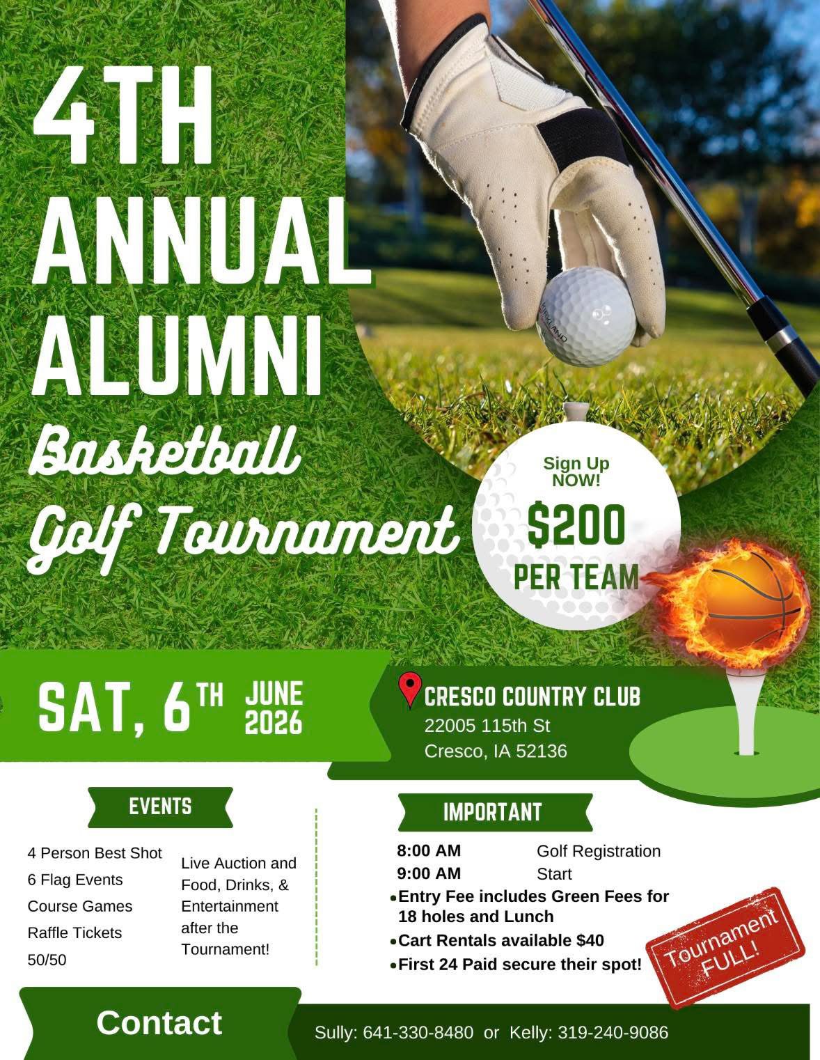 Basketball alumni golf tournament poster