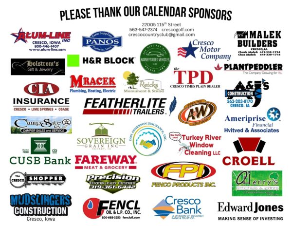 Example of monthly calendar sponsors